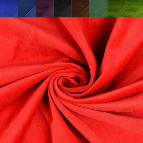 Baumwollsamt Meterware uni - Samtstoff 100% Baumwolle - BW-Samt Abendmode nähen *Ab 50cm, Farbe: 015 rot
