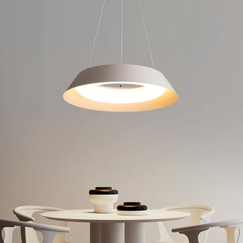 Bellastein Linear design hängeleuchte mit Fernbedienung, Moderne LED Pendelleuchte esszimmer dimmbar hängelampe esstisch, höhenverstellbar Innen Beleuchtung für Küche Büro Kronleuchter (Weiß, 60cm)