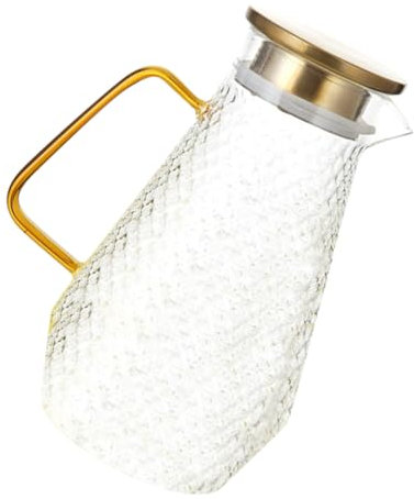 Cabilock Glaskanne Mit Deckel Hitzebeständig Für Wasser Tee Eleganter Wasserkrug Borosilikatglas Für Zuhause Restaurant Und Hotel