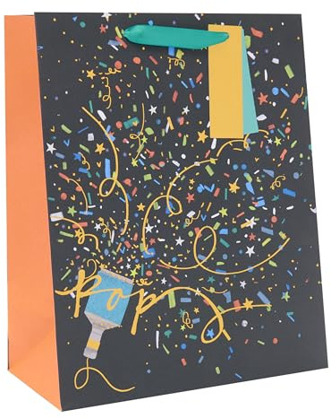 UK Greetings | Large Gift Bag | Party Popper Design | 33 x 26.7cm | Party Bag for Presents | For All Occasions | Thank you, Birthday, Congralutations | 33 x 26.7cm