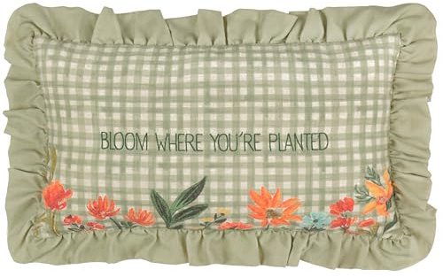 furn. fourrer. Coussin rempli de Polyester à Volants brodé Meadow Haze - Vert - 30x50cm