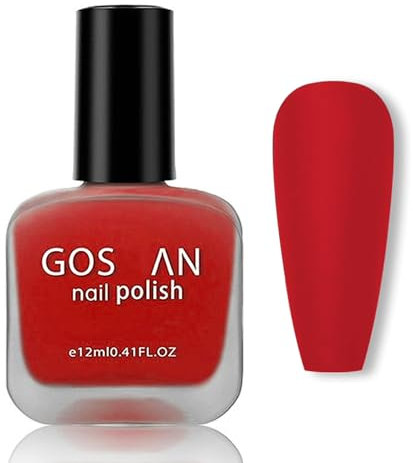 Virellay Roter Nagellack Matte, Rot Nagellack Matt Ohne UV Lampe, Langanhaltender Schnelltrocknender für Frauen und Mädchen DIY, 12 ML (Rot, 12 ML)