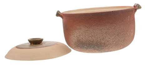 WEKADRIN Cocotte En Terre Cuite 2,5l Avec Poignée Pot De Cuisson En Argile Pour Mijotés Et Soupes Ustensile Polyvalent Cuisine Familiale Et Cuisson Au Feu Doux