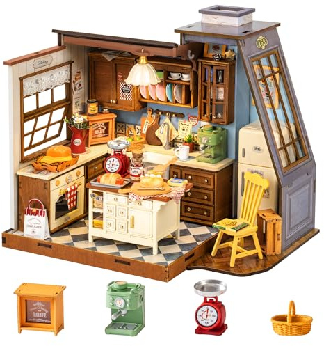 Rolife Maison Miniature - Maquette 3D Puzzle Cuisine de Boulangerie, Maison de Poupée en Bois 3D à Construire Book Nook pour Adultes et Adolescents
