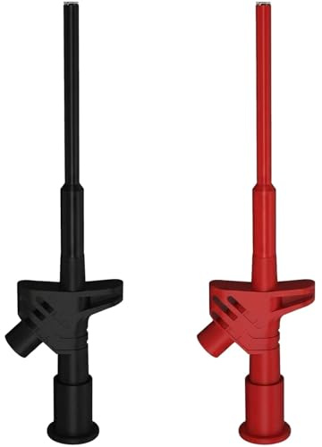 Alriedy Lot de 2 pointes de mesure pour multimètre - Pince crocodile isolée 10 A - Avec prise banane de 4 mm - Sonde amovible - Idéal pour les mesures précises et les applications polyvalentes en