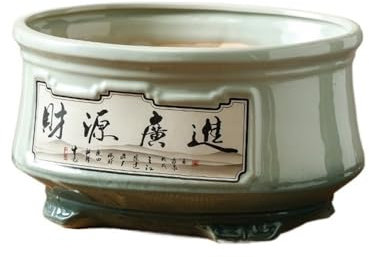 XXAD553TY Pots de Fleurs Pot de bonsaï Chinois Ovale Peint for orchidée de Grand Calibre avec Trou de Drainage Jardinieres Exterieur(Moyen)