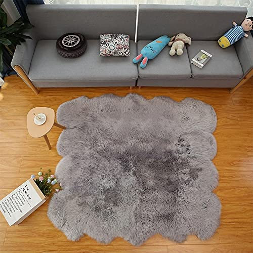 Grande tappeto in vera pelle di agnello, morbido e soffice, tappeto per soggiorno e camera da letto, 185 x 200 cm, accogliente decorazione per la casa, tappeto di lusso in finta pelliccia, colore: 3