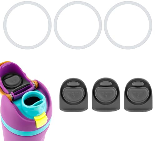 BOXOB 3pcs Bottle O Seal Ring & 3pcs Replacement Stoppers for Owala Freesip Cap, Silicone BPA Free Water Bottle Top Lid Gasket Parts for Owala Freesip 16/19/24/32/40oz
