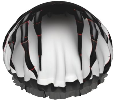 Bonnet de douche doux et réutilisable avec imprimé araignée noire pour homme et femme