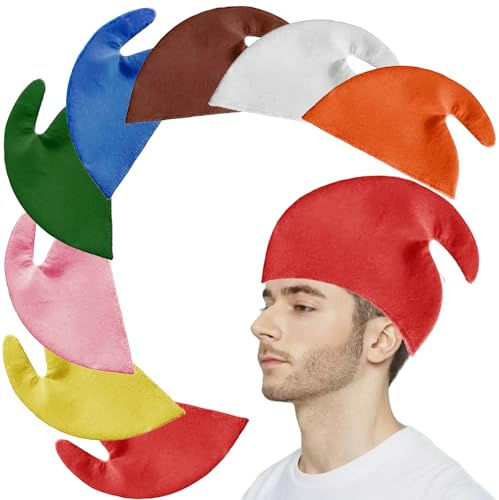 WENAUANG 8 StüCk Zwergenmützen, Bunte Zipfelmütze, ZwergenmüTzen, Zwergen ZipfelmüTze, Elfenhut, FaschingshüTen für Erwachsene Karneval Halloween Geburtstag Party AccessoireKostüMpartys