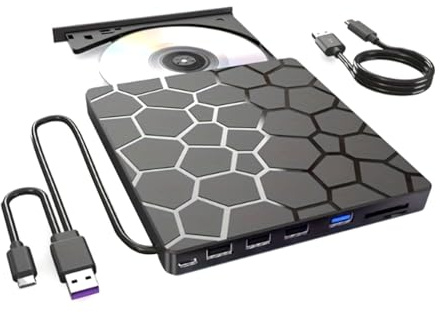 Nelsonerty Lecteur DVD RW Externe USB 3.0 Type C 7 en 1 Interface Slim DVD Graveur CD Lecteur Lecteur Lecteur Optique pour Ordinateur Portable PC