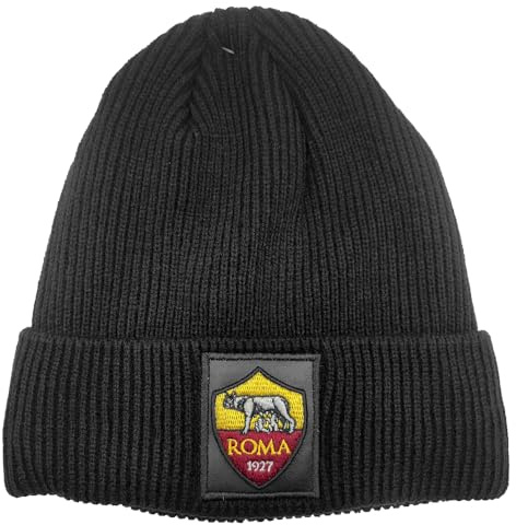 Cappello Skipper a Maglia con Patch Pelle Ricamato AS Roma Prodotto Ufficiale