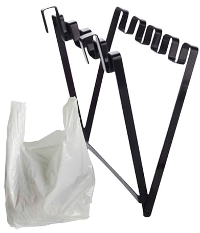 Generico Porta bolsas de basura para puerta,Soporte plegable para de basura de acero inoxidable | Cubo de basura de cocina portátil, de cocina sin perforación para dormitorio