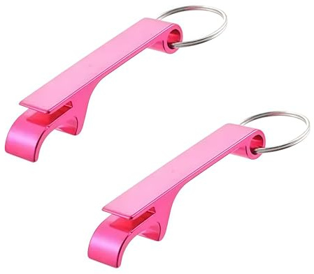 2Pcs Pink Metal 4-in-1 Bottle Opener Key Chain