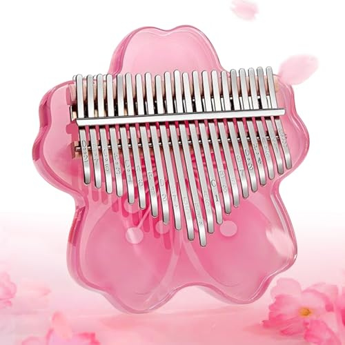 Pianoforte a Mano 21 Tasti, Pianoforte a Pollice Kalimba 17 Tasti, Arpa da Dito, Strumenti Musicali, Pianoforte da Dito in Acrilico Trasparente con Custodia Rigida per Bambini,Pink 21 keys