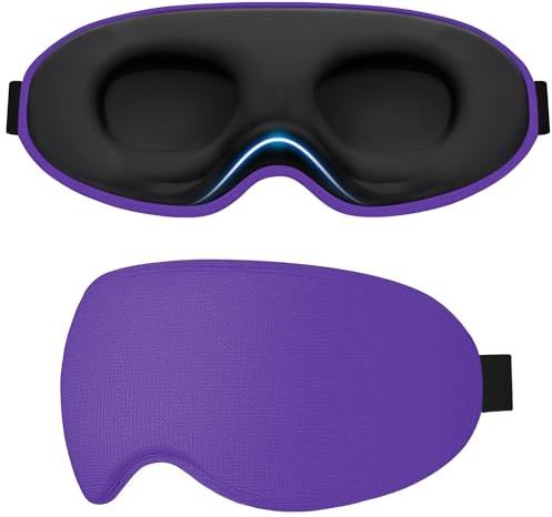 Gritin Schlafmaske für Seitenschläfer Damen & Herren, 3D Upgrade Bequem Schlafbrille mit Verstellbar Gummiband, Hautfreundlich Lichtblockierend, Ergonomische Augenmaske für Schlaf usw. -Dunkelviolett