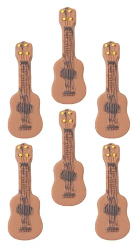 Luxshiny Set 6 Pezzi Mini Chitarra Decorativa in Miniatura, Ornamento Finto per Arredamento Casa e Accessori Fai da Te, Oggetto Scenico Compatto per Fotografia e Modellismo