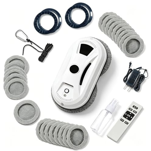 Vuiopuf Robot Window Cleaner,2026 Upgraded Automatic Window Cleaner Robot with AI Intelligent Positioning & Edge Detection,Anti-Drop Protection,Remote Control For Glass Mirror Washing (1 Set)
