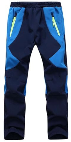Echinodon Pantaloni imbottiti per bambini, in softshell, antivento, impermeabili, traspiranti, caldi e antipioggia, da sci, per ragazzi e ragazze A-blu 13 anni