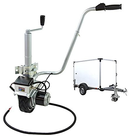 DEMA PKW Elektro Anhänger-Stützrad mit Elektrischem Antrieb 12V – Rangier-Stützrad für Einfaches Manövrieren von Anhängern, Belastbarkeit bis 150 kg