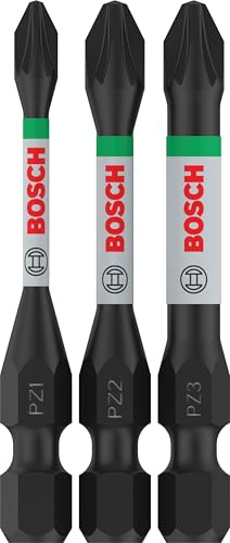 Bosch 3x PRO Pozidriv Impact Bit Set, PZ1, PZ2, PZ3, 55 mm, 3-tlg. | Länge 55 mm, Professional Zubehör Schraubendreher, Bohrmaschine/Schrauber