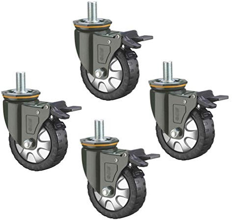 Takeashi 4X Lenkrollen, Transportrolle mit Bremse, Industrierollen, Schwerlastrollen, Werkzeugrollen,Gummiräder, 100/120 / 150mm, Last 1000 kg, für Werkbank, Ausrüstung