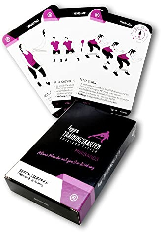 figgrs® Miniband - 57 Trainingskarten mit 50 Fitness Übungen für effektives Ganzkörper Bodyforming mit Fitnessband I Resistance Band Sport zuhause & überall I Von Anfänger bis Profi