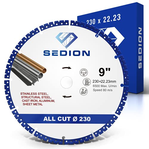 Sedion® Diamanttrennscheibe 230mm x 22,23 - Exklusiver Universal Allesschneider Trennscheibe für Stahl, Eisen, Alu, Kunststoff, Beton uvm.- Ultimative Präzisons Diamantscheibe 230 in Premium-Qualität!