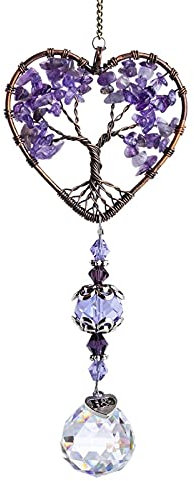 YFCTLM Cazador de Sol Mano Hecho a Mano Amatista SunCatcher Piedras de Cristal Gotas Cuelga para la Ventana, Decoración del hogar, Encantos de Coches