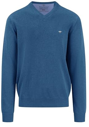FYNCH-Hatton Jersey de Algodón con Cuello de Pico, Azure, 4XL