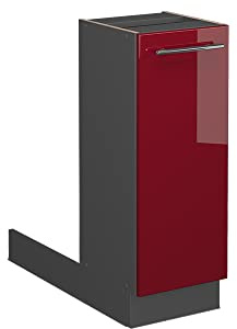 Vicco Kücheninsel Fame-Line, Bordeaux Hochglanz, 30 cm | MDF-Front · 1 Einlegeboden · Höhenverstellbare Füße · Metallgriffe · Soft-Close