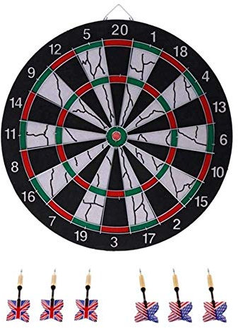 Darts & Dartscheiben,Best Professional 15 beflockte Dartscheibe doppelseitige Dartscheibe 6 Messing-Dartpfeile Set Fitnessgeräte Geschenk