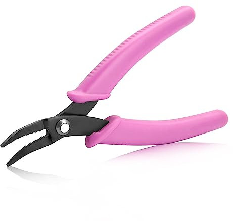 SPEEDWOX Bent Needle Nose Pliers with Teeth 5.5-Inch Bent Nose Pliers Mini Chain Nose Pliers with Serrated Jaws Curved Needle Nose Pliers for Jewelry Making Gripping Precision Serrated Jaw Pliers
