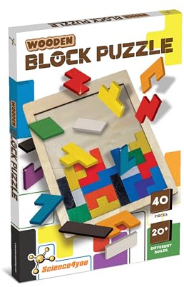 Science4you 40 Piezas de Madera, Puzzle 3 Años – Rompecabezas de Madera de Tangram, Famoso Juego Vintage, Juego Mental para Niños, Juguete Educativo Montessori para Niños y Niñas de 3 4 5 6+ Años