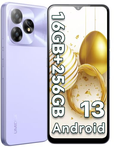 UMIDIGI A15 256GB NFC Mobile Phone,64MP+16MP,5000mAh Battery,16(8+8) GB RAM, Android 13 SIM Free Unlocked Smartphone,6.7 inch HD+Screen,Type-C,4G Dual SIM/Face+Fingerprint Unlock/GPS/OTG(Purple)