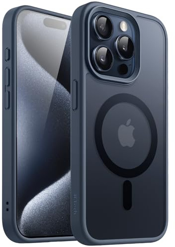 JETech Matte Magnetische Hülle für iPhone 15 Pro Max, Sturmblau | Kompatibel mit MagSafe, Matte Transluzent Rückseite, Dünn Stoßschutz