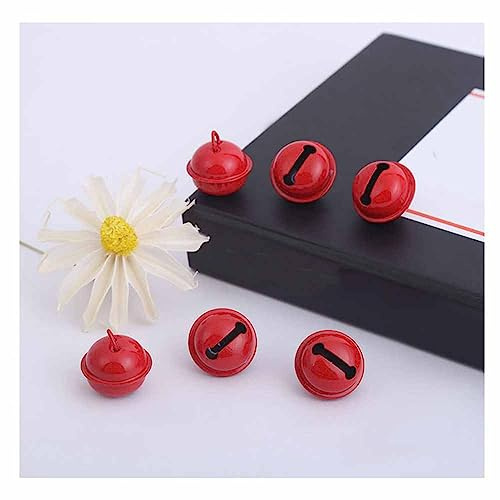 SHTGOI 50 Stück Kleine Glöckchen 21.5mm Bunt Glocke Schellen zum Basteln Metallglöckchen Weihnachtsglocke Bastelglocken Schlittenglocken für Handwerk Haustier Glocken Festival Anhänger Deko Rot