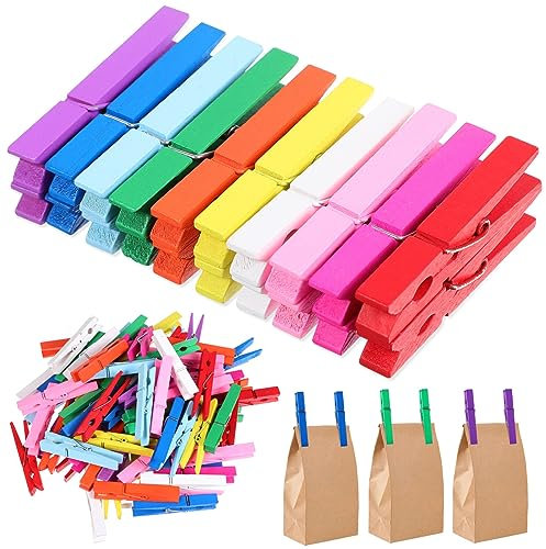 Cabilock 100 Pièces Pince en Bois Petites Épingles à Linge pour Photos Pinces à Linge en Bois pour L'artisanat Pinces à Linge Colorées en Petite Vêtements Épingler