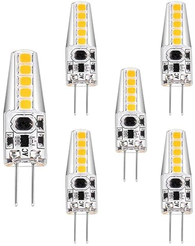BBPM Regulable Bombilla LED G4, 5 W, G4, 6000 K, luz Blanca fría, 500 LM, Repuesto para Bombillas halógenas de 50 W, 12 V CA/CC, sin Parpadeo, 5 Unidades,Warm White 3000k,5W