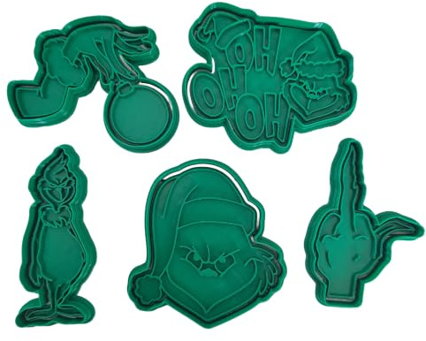 Tagliabiscotti.it - Il Grinch Set Natale cookies cutter - Tagliabiscotti - Stampo per biscotti o decorazioni torte in pasta di zucchero.