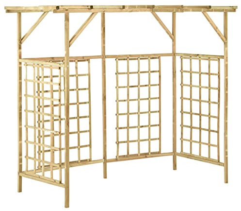 Tidyard Holz-Pergola 200 x 80 x 168 cm (L x B x H) für 3 Mülltonnen Verrottungsfest Gartenpergola Holzpergola Rosenbogen Rankhilfe Terrasse Garten Kiefernholz Imprägniert