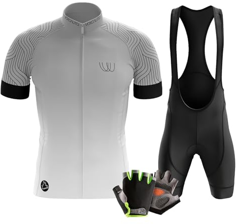 Herren Kurzarm Fahrrad Trikot Set - Rennrad Radhosen mit Halbfinger Sommer Fahrradhandschuhe