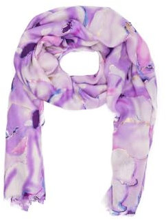 QUEEN HELENA Foulard Effetto Seta Fazzoletto Leggero Morbido con Fantasia Elegante Donna SC024 (SC024-2 Lilla)