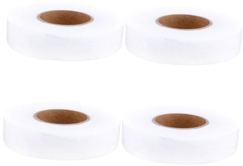 SHINEOFI 4 Rollen Doppelseitiges Klebeband praktisches Stickvlies Stickerei-Stoff Patchwork-Kleidung selber machen heiße Schmelze Omentum nicht gewebt Zubehör Kantenanleimung Netz Weiß
