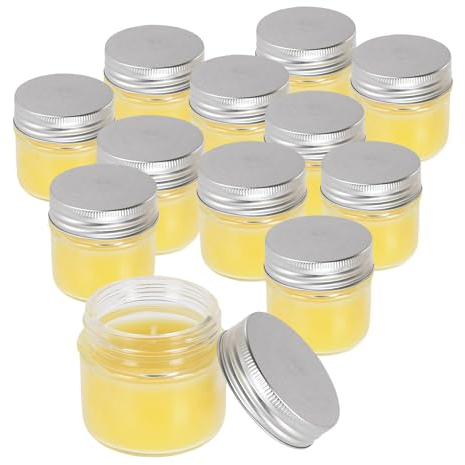 Spetebo Vela aromática de citronela en tarro con tapa de rosca 6 x 6 cm – 12 unidades – Vela aromática con tapa aroma a limón – Jardín Balcón Camping Bistro luz 35 horas de combustión