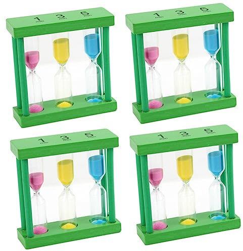 Garneck 4 Pcs Wooden Hourglass Ornament Decorative Timer Glass Sand Timer Elegant Desk Decor Perfect Present for Parties Color