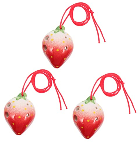 UPKOCH 3 Stück 6 Erdbeere 6-Loch-Okarina tragbare Keramik-Okarina Alt-Okarina aus Keramik Musikinstrumente musical instruments Erdbeeren ethnisches Instrument tragbare Okarina Noten