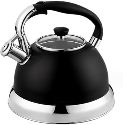 OUYUE Bouilloire Sifflante Bouilloire À Thé Sifflante en Acier Inoxydable, Théière avec Fond De Capsule Et Couvercle en Verre pour Cuisinière Théières pour Cuisinière Bouilloire à Flûte