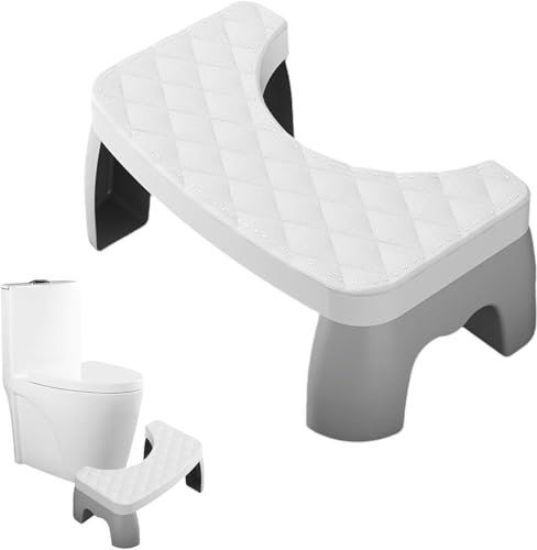 Bimhayuu Bathroom Poop Stool Portable Bathroom Squat Stool, Convenient Toilet Potty Stool,Heavy Duty Plasticc Squatting Poop Foot Stool for Kids Seniors Adults (White)