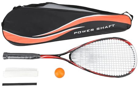 Squashschläger mit Transparenten Saiten, Carbon-Squashschläger für Anfänger mit übergroßer Oberfläche, Ideal für Fitnessstudio, Schule (Rot)